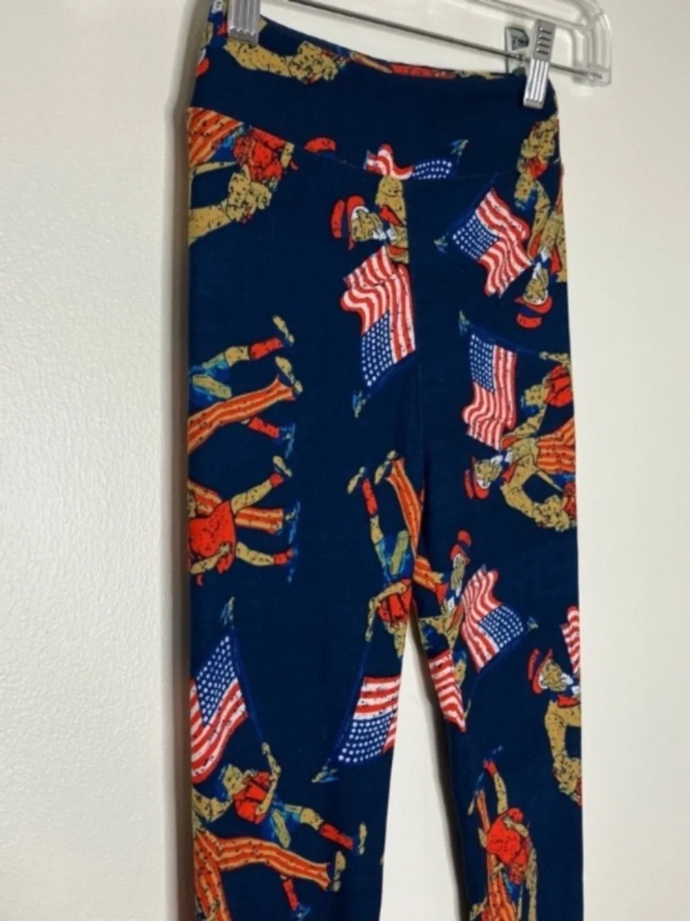 LuLaRoe Kids 4th of July America patriotic Uncle Sam leggings L/XL